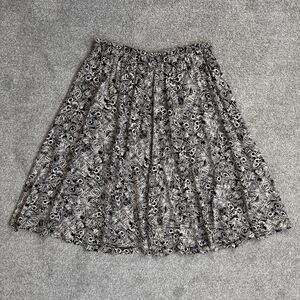 Liz Baker Skirt Womens 22W Black Paisley A-Line Midi USA Boho 90s Vintage Spring